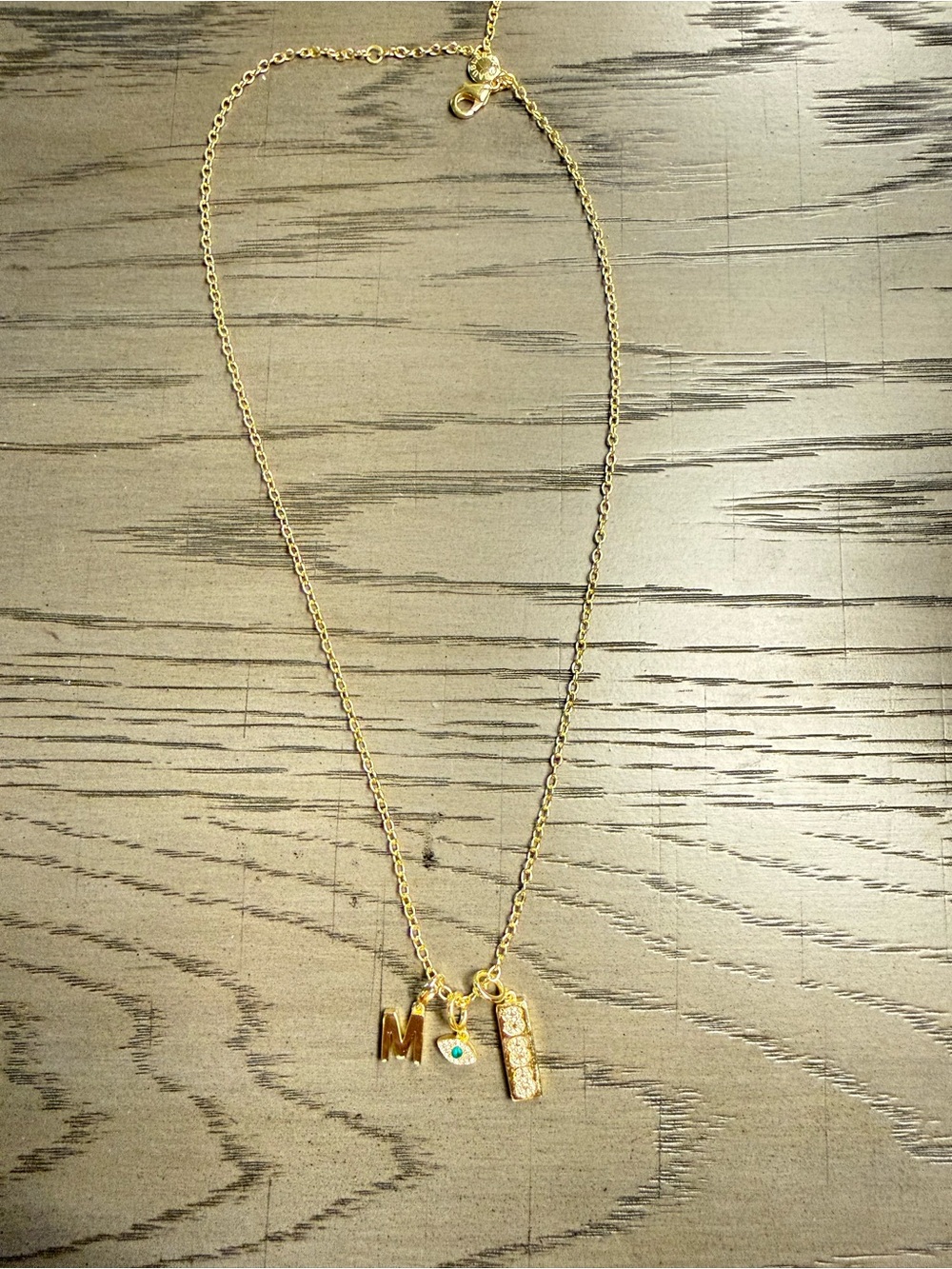 Bauble Bar Cluster Charm Necklace Chain (18”) and 3 charms